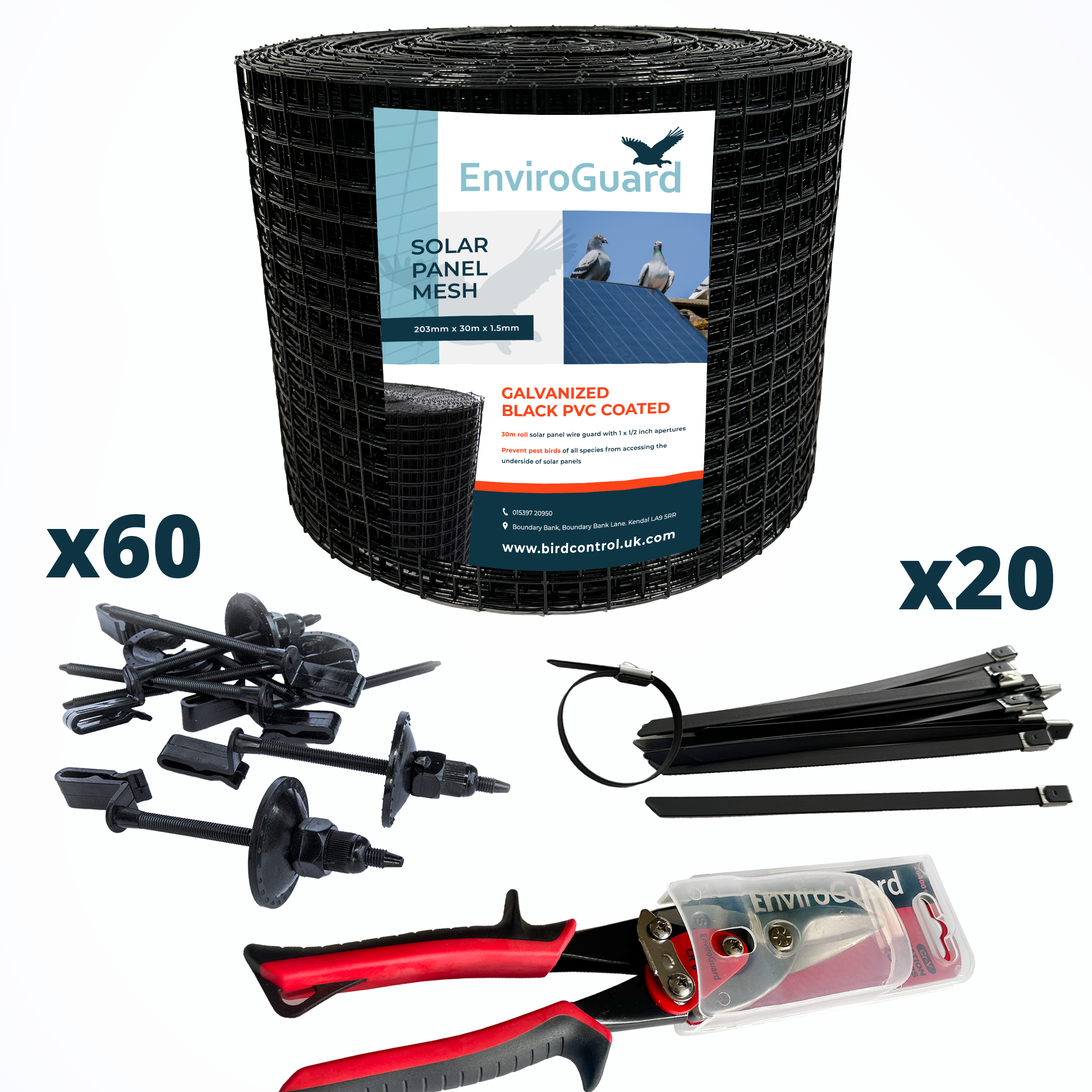 PVC Coated Solar Mesh Bird Deterrent Kit %96 30m